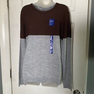 Apt 9 Sweater Men Medium Long Sleeve Seriously Soft Merino Wool Blend Brown Gray